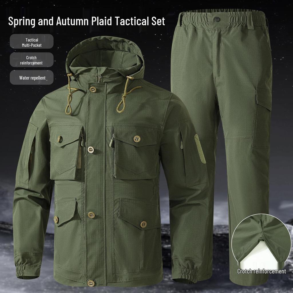 Men's Wear-Resistant Camouflage Workwear Set: Jacket & Pants for Outdoor, Tactical, and Mountaineering Activities