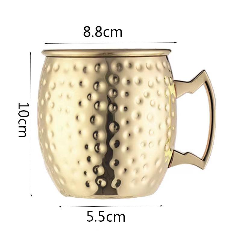 530ml Moscow Mule Mugs Hammered Copper Stainless Steel Cocktail Cup Beer Glasses Beer Mug Drinking Mug for Water Cold Drinks