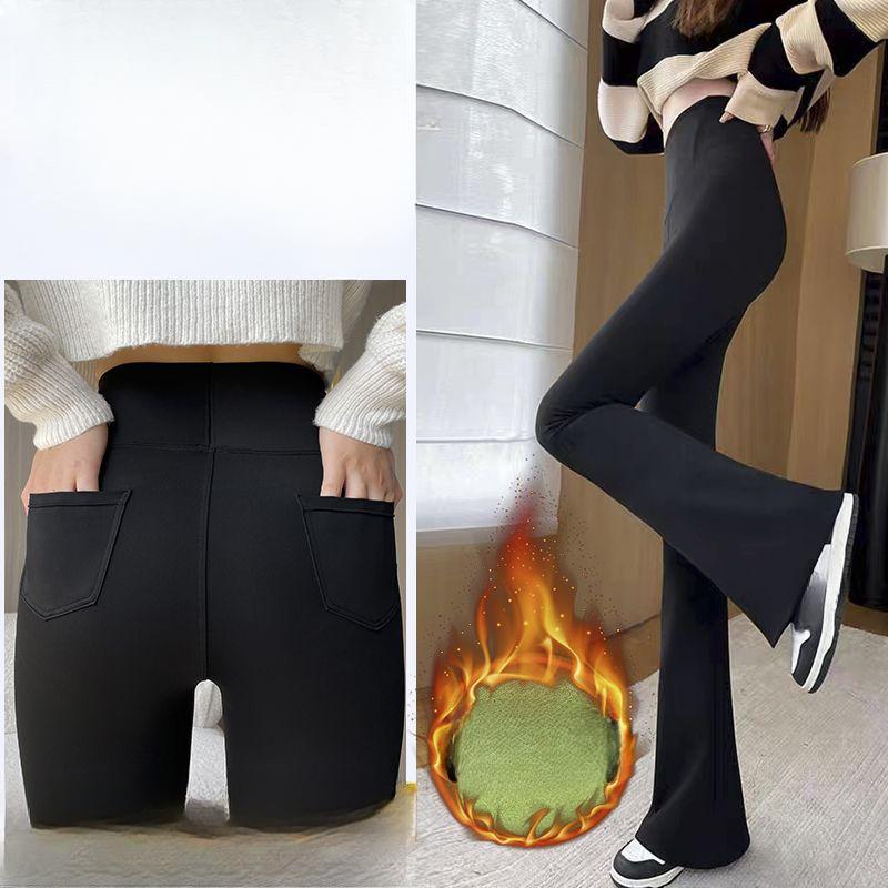 

Модные и удобные брюки с высокой талией на флисовой подкладке для женщин XXL чёрный