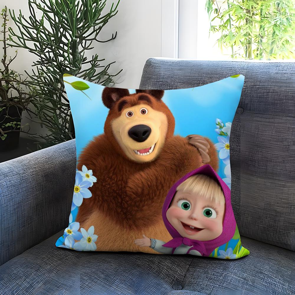 Anime M-Mascha und die B-Bären Kissenbezug Bequemer Wendekissenbezug Ideal für Auto Sofa Schlafzimmer & darüber hinaus