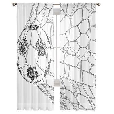 Fußball Fußballnetz Skizze Chiffon Gardinen Für Wohnzimmer Schlafzimmer Dekoration Fenster Voiles Tüll Vorhänge Vorhang