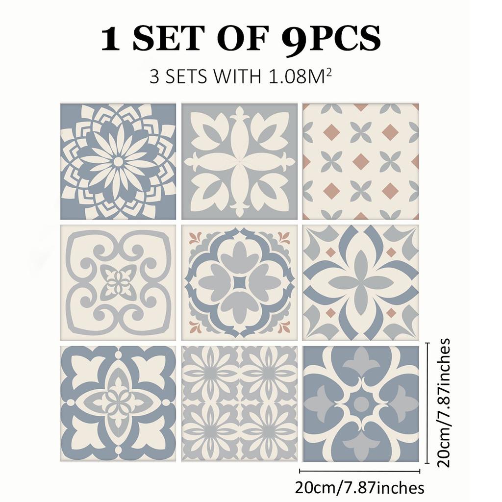 Mediterranean Wind Thickened Living Room Wear-Resistant Retro Pvc Floor Sticker Matte Floor Tile Self-Adhesive Bathroom Wall Sticker