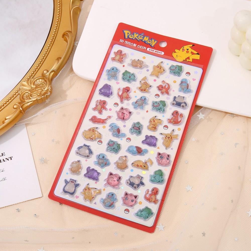Pokemon Pikachu Stickers 3D Transparent Jelly Crystal Cartoon Anime Cute Decals For Diy Notebook Phone Diy Sticker Toy