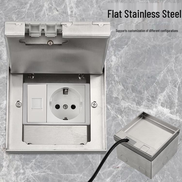 Marble Style UK Stainless Steel Embedded Floor Power Socket 13A
