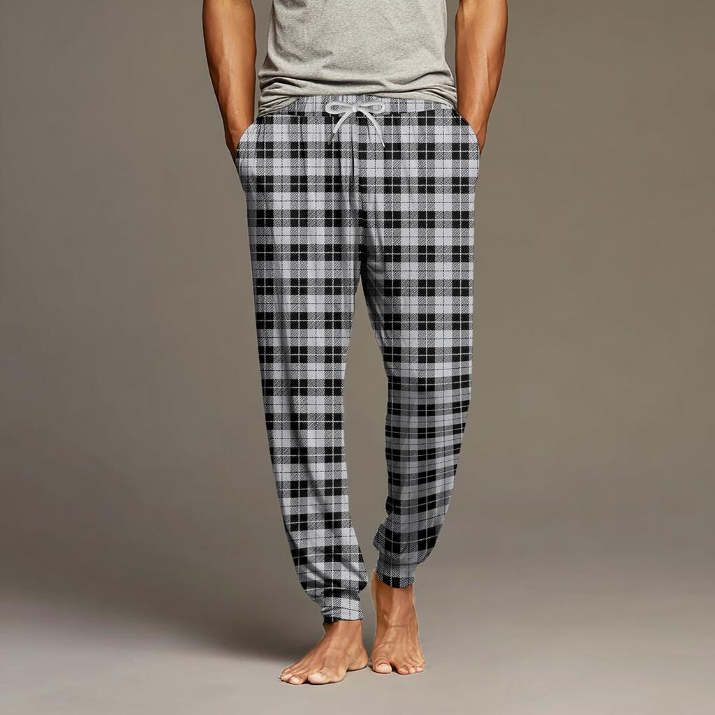 Men's Drawstring Pocket Cuffed Casual Pants Home Sleep Pants