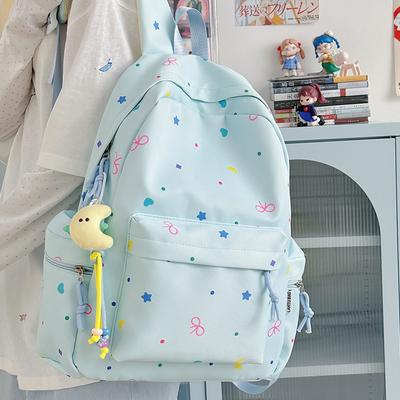 School Bag Female Ins Japanese Girl College Style Bow Backpack Korean Version Harajuku Printed Middle School Student Backpack Female
