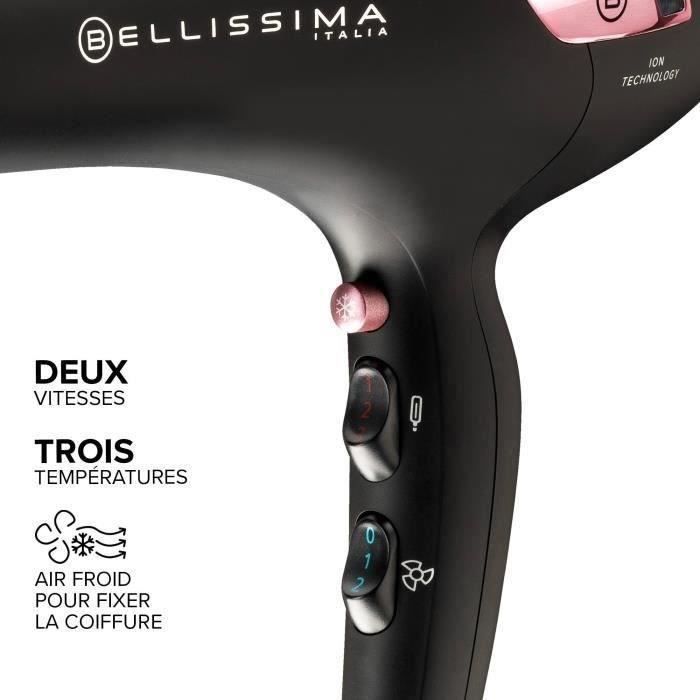Sèche Cheveux - Bellissima - Professionnel Ionique Léger P7 3000 - Concentrateur + Diffuseur - 3 Températures Séchage Rapide - 2100W