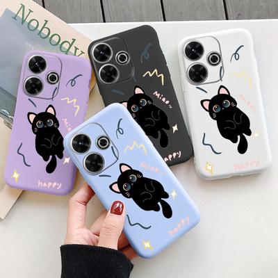 Cute Cat Soft Silicone Case For Samsung A55 M35 S24 Xiaomi Redmi Note 13 Pro 13C 14 Poco C65 iPhone Huawei Honor 200 Realme 9 Camera Shockproof Cover