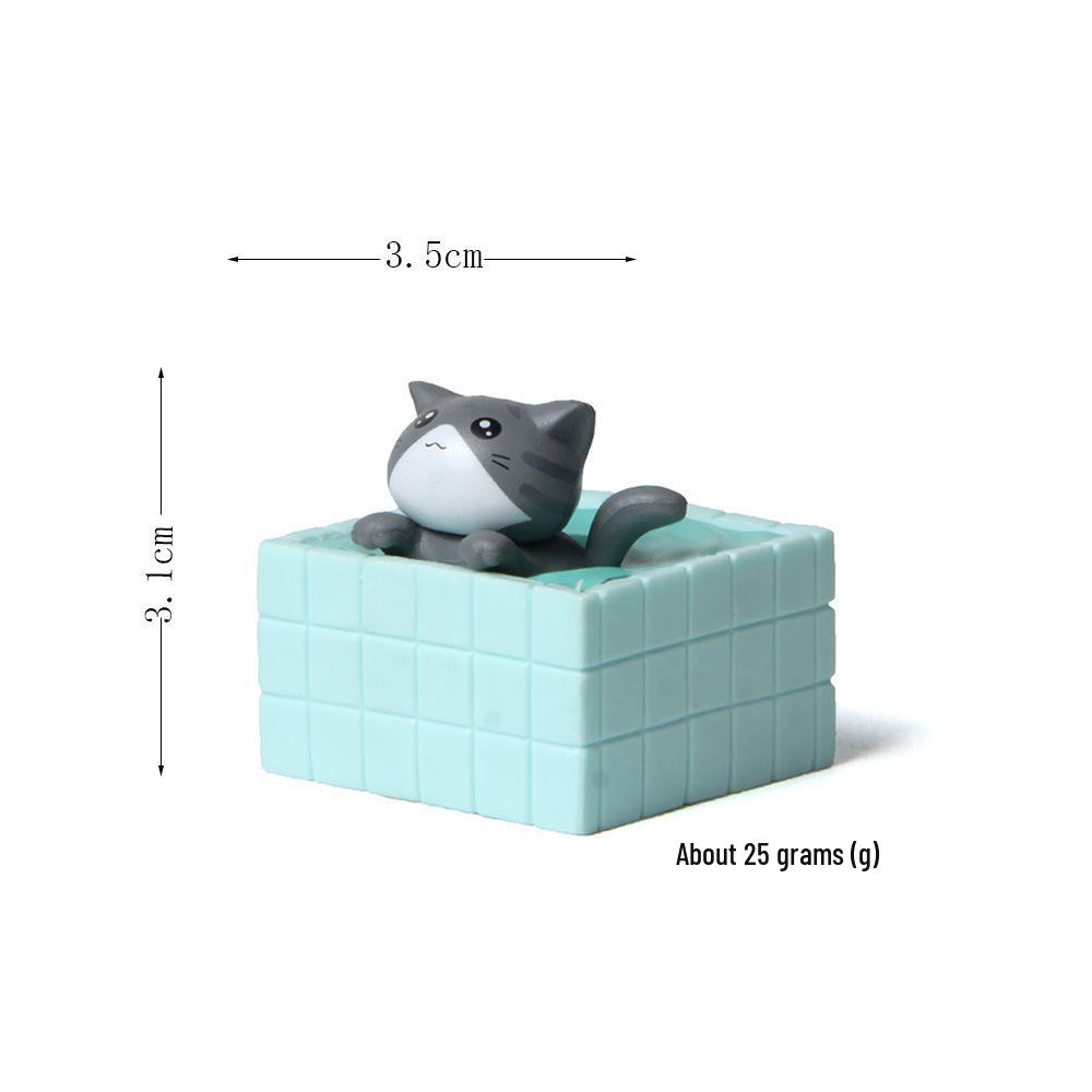 Bath Series: 4 Cat & Kitten Micro Landscape Bath Bombs with Creative Hand-Painted Figurines