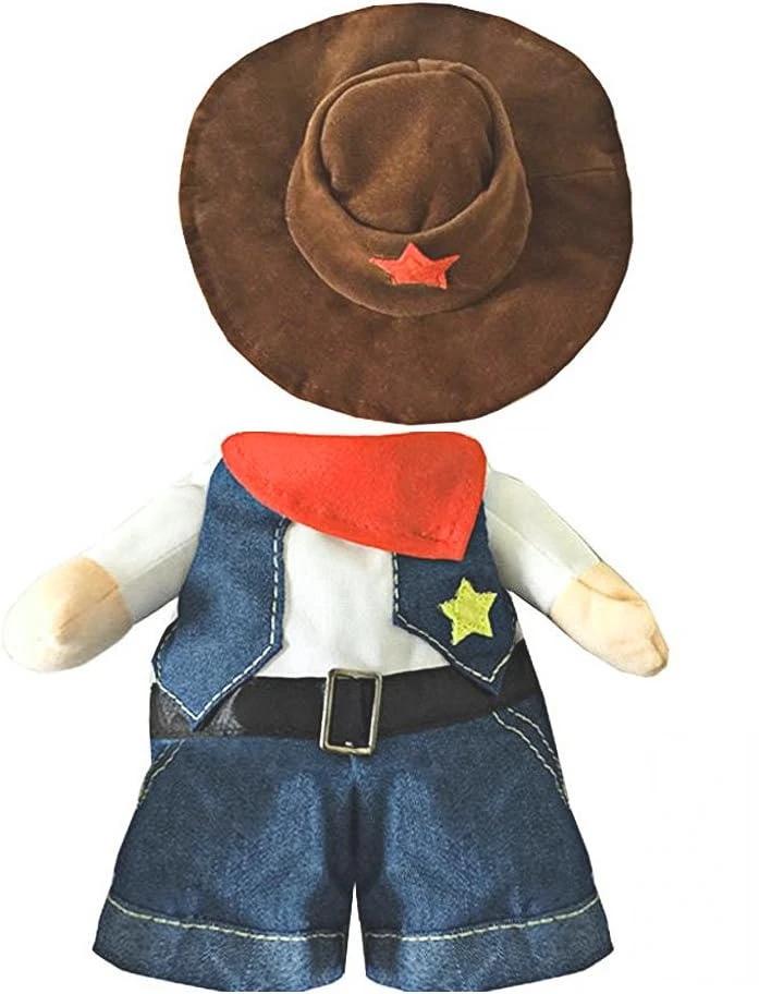Pet Dog Cat Halloween Costumes,West Cowboy Uniform with Hat,Funny Pet Cowboy Outfit,Clothing Funny Costume for Cats & Small Dogs S зелёный