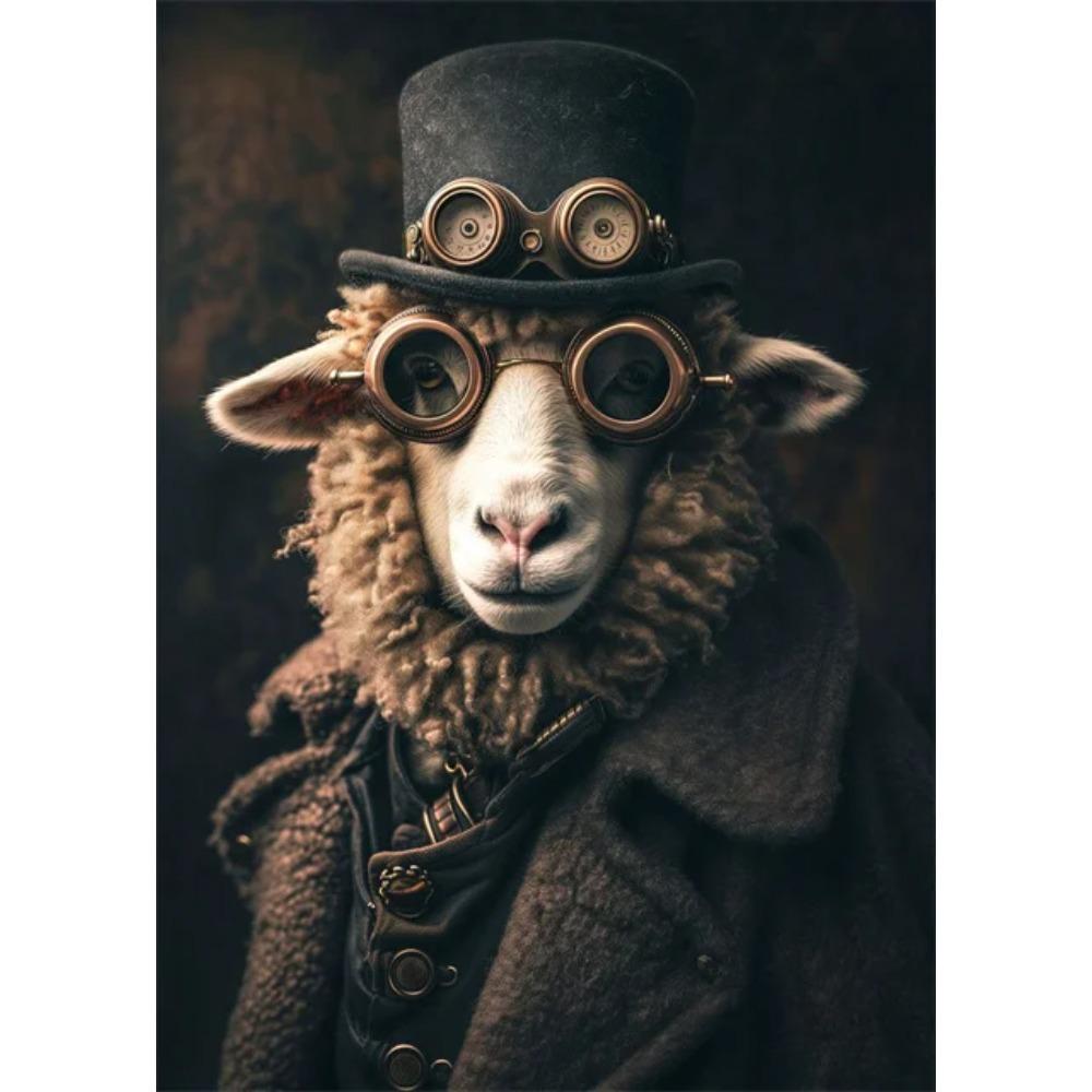 Steampunk Animals Royal Cat Sheep Dog Squirrel Rhino Posters Canvas Print Art Paintings Cuadros Wall Art for Living Room Decor