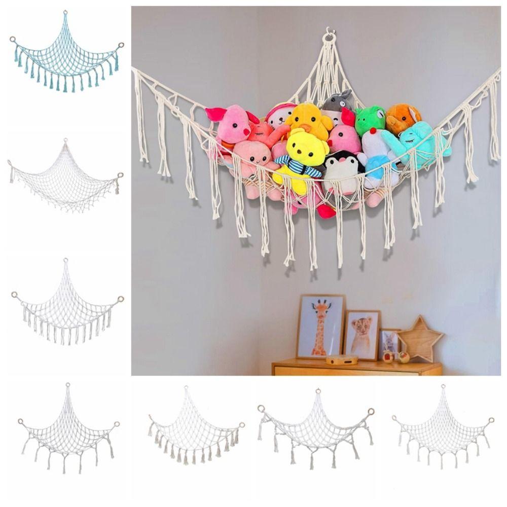 Macrame Stuffed Animals Hammock Net White Corner Hanging Mesh Girls Bedroom