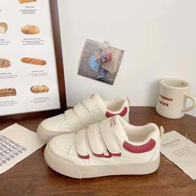 

Розовые кеды на липучках женские летние новые нишевые универсальные кожаные студенческие спортивные маленькие белые туфли 40