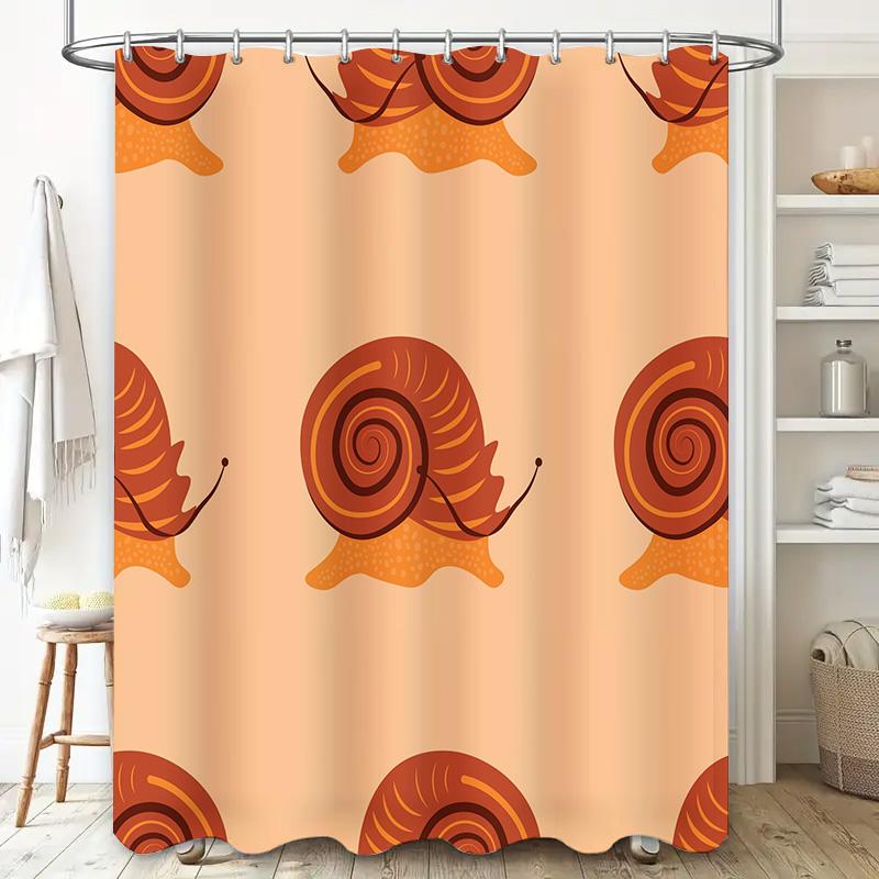 Unique Design Bathroom Shower Curtain with Snail Print, Perfect for Adding Personality to Your Space Orange Red Color Palette in