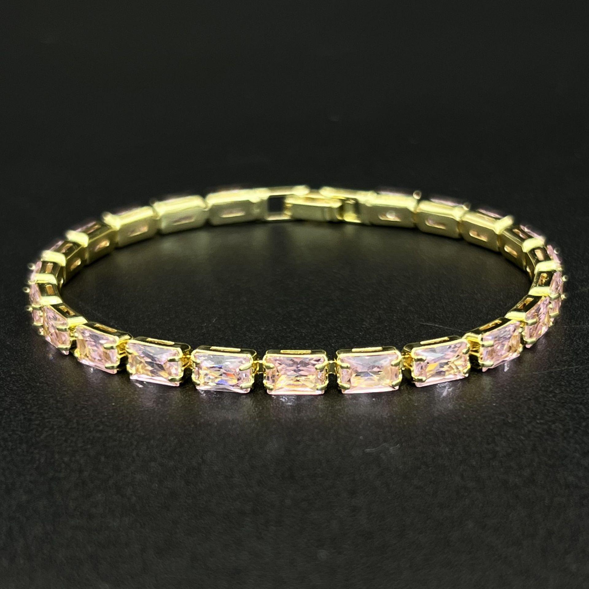 Европейско-американский хип-хоп 4x6 мм циркон теннисная цепь красочный модный браслет