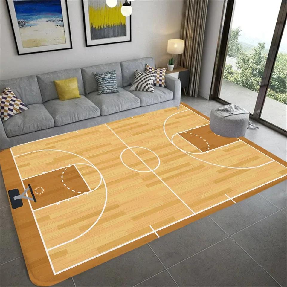3D Basketball Court Printed Carpet Bedroom Bedside Living Room Sofa Table Area Rug Soft Large Size Floor Mat Doormat Home Decor