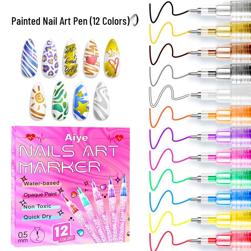 

Nail Art Pen Set: DIY Painted Nail Tips, Liner & Dotting Gel Pens