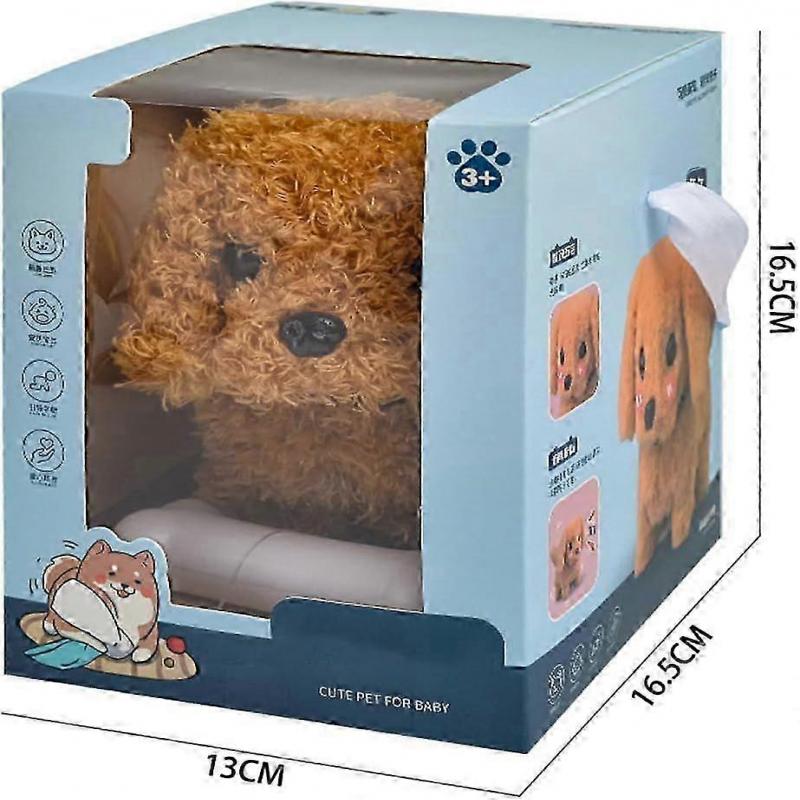 Min livaktige robotvalp, Robotvalp som oppfører seg som en ekte hund, Søt myk robotvalp som går og bjeffer(brun)