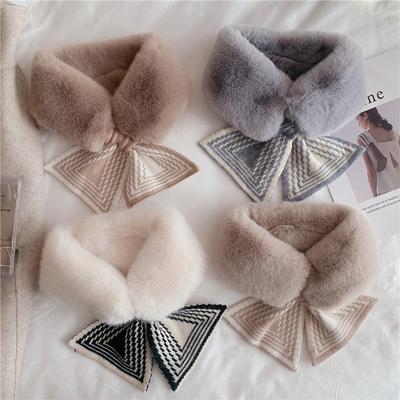 Γυναικείο Φθινοπωρινό και Χειμερινό Παχύ Προσποιητό Γούνα Βίδρας Κουνελιού Ζεστό Πλεκτό Βελούδινο Κολάρο Γοργόνα Σταυρωτό Γούνινο Κολάρο