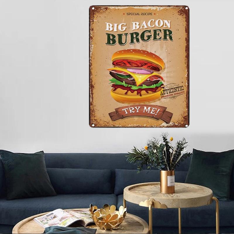 Menu Rychlého Občerstvení Kovová Plechová Znamení Sendvič Zmrzlina Burger Restaurace Plakát Domácí Kuchyně Železná Deska Nástěnná Malba Kavárna Nástěnná Dekorace Plaketa