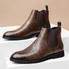Men's Formal Ankle Boots British Trend Pointed Toe Business Casual Leather Big Size Designer Chelsea Slip-on Comfortable Shoes