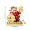 Wealth Ornament Red and Finish Fortune God Figurine Desktop Display Prosperity Deity Statue Rolling