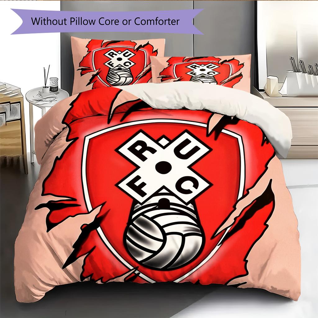 Rotherham United Badge Pattern Bedding Home Decoration Birthday Gift (1 * Duvet Cover + 2 * Pillowcase, Without Core)