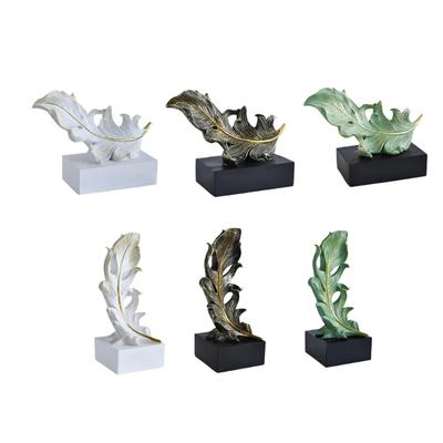 Statue Plume Figurine Plume Résine Décoration Ornement Moderne Sculpture pour Bureau Meuble Chambre Salon Étagère à Livres