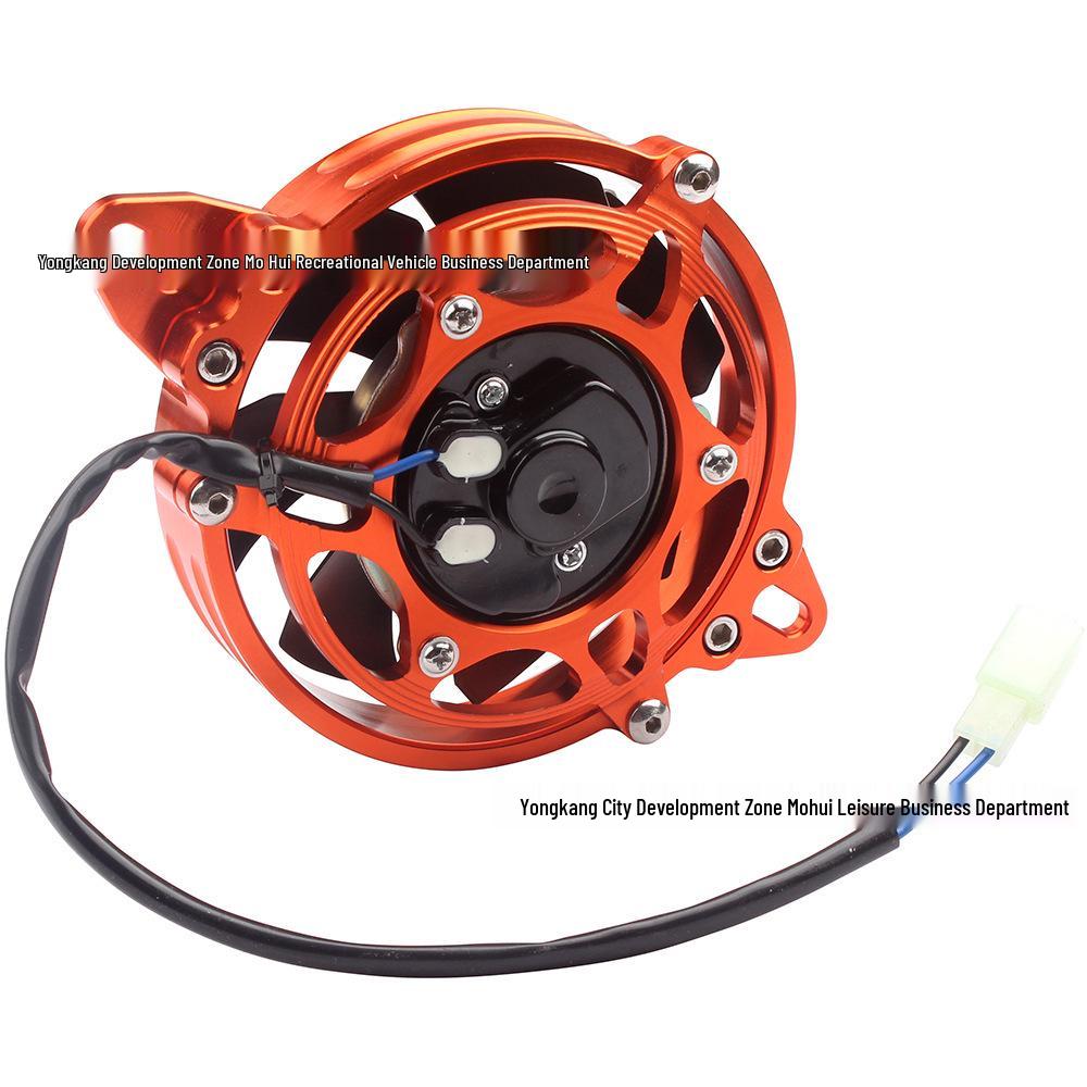 

Orange CNC Aluminum Oil Cooler Fan for 125-250CC Off-road ATV and Beach Buggy