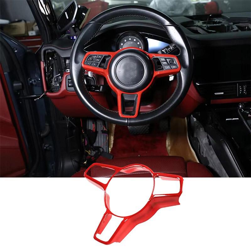 ABS Carbon fiber For Porsche Macan Cayenne Panamera 718 911 918 Interior Steering Wheel Cover Trim Interior Accessories