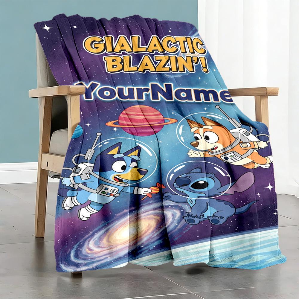Bluey 14 Customize Text Blanket Lightweight Customizable Blanket Warmthful Decor Perfect for Office Chair Bedding Home Decor Bed