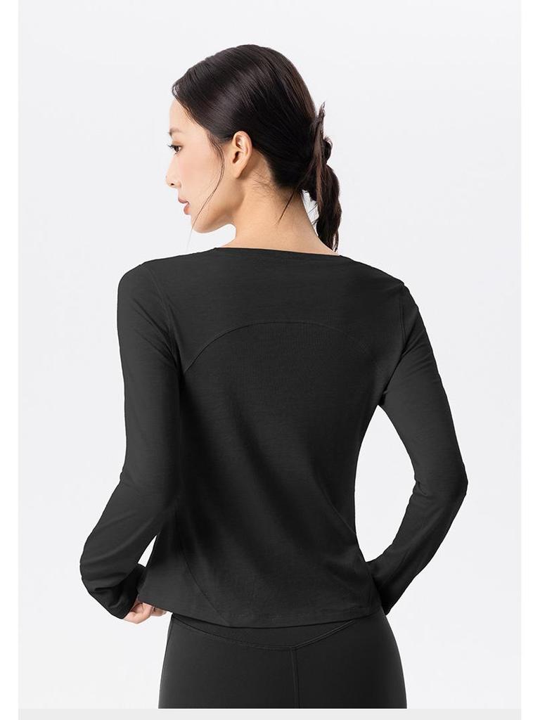 Women's Customized Slimming Long Sleeve Yoga Top - Breathable Fitness Sportswear for Pilates and Running