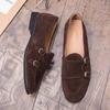 Men's Loafers, Suede Leather Pointed Casual Shoes, Four-season Solid Color Men's Leather Shoes, Foot Cover, Driving Lazy Shoes