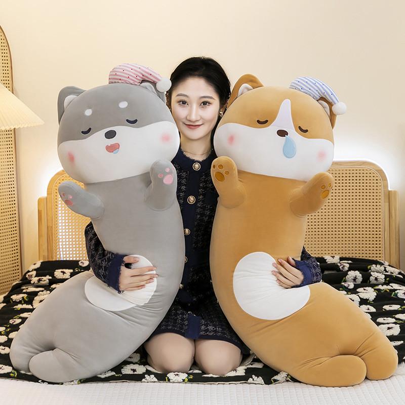 Sleeping Shiba Cap Inu Dog Plush Toy Stuffed Pillow Animal Doll Bedroom Decor