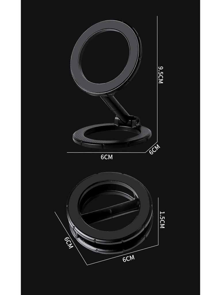 Foldable Magnetic Car Phone Holder - 360° Rotating Dashboard Mount