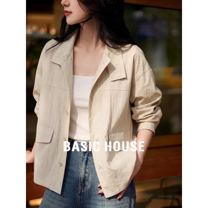 Basic House Women s Lapel Long Sleeve Sun Protection Jacket One Size