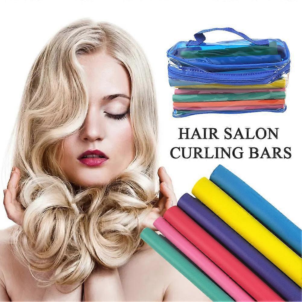 42PCS Salon Heatless Flexible Hair Rollers Curlers 7" Soft Foam Curling Rods