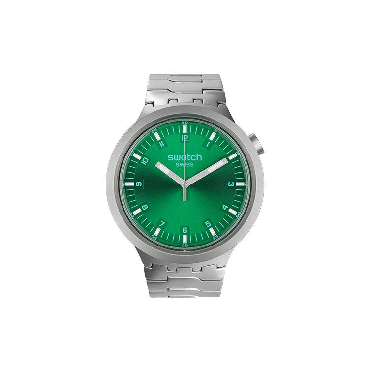 Swatch Big Bold Irony Quartz Watch 30m Water Resistant 47mm Green Dial Stainless Steel Case Stainless Steel Strap Unisex watches SB07S101G Green Dial