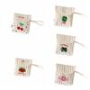Square Embroidery Cherry Cosmetic Bag Cat Small Storage Bag Sanitary Napkin Storage Bag  Travel