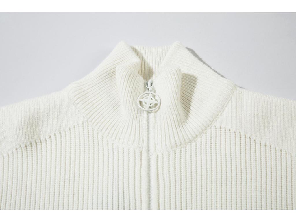 STONESLAND Unisex Strickpullover mit Stehkragen und Reißverschluss