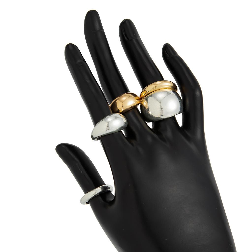 4pcs Vintage Trendy Large Finger Rings for Women Exaggerated Amber Color Resin Alloy Geometric Opening Ring Punk Jewelry Set