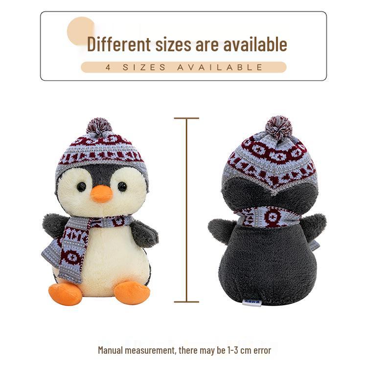 Children's Winter Hooded Scarf Penguin Plush Backpack Doll
