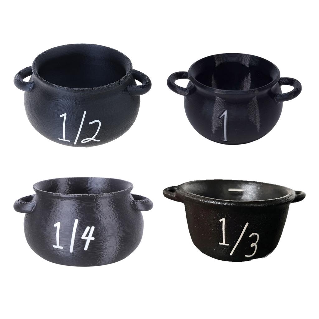 Magical Halloween Kitchen Tools 4 Piece Witch Cauldron Measuring Cups For Baking Candy Party Supplies And Witchcraft Decor