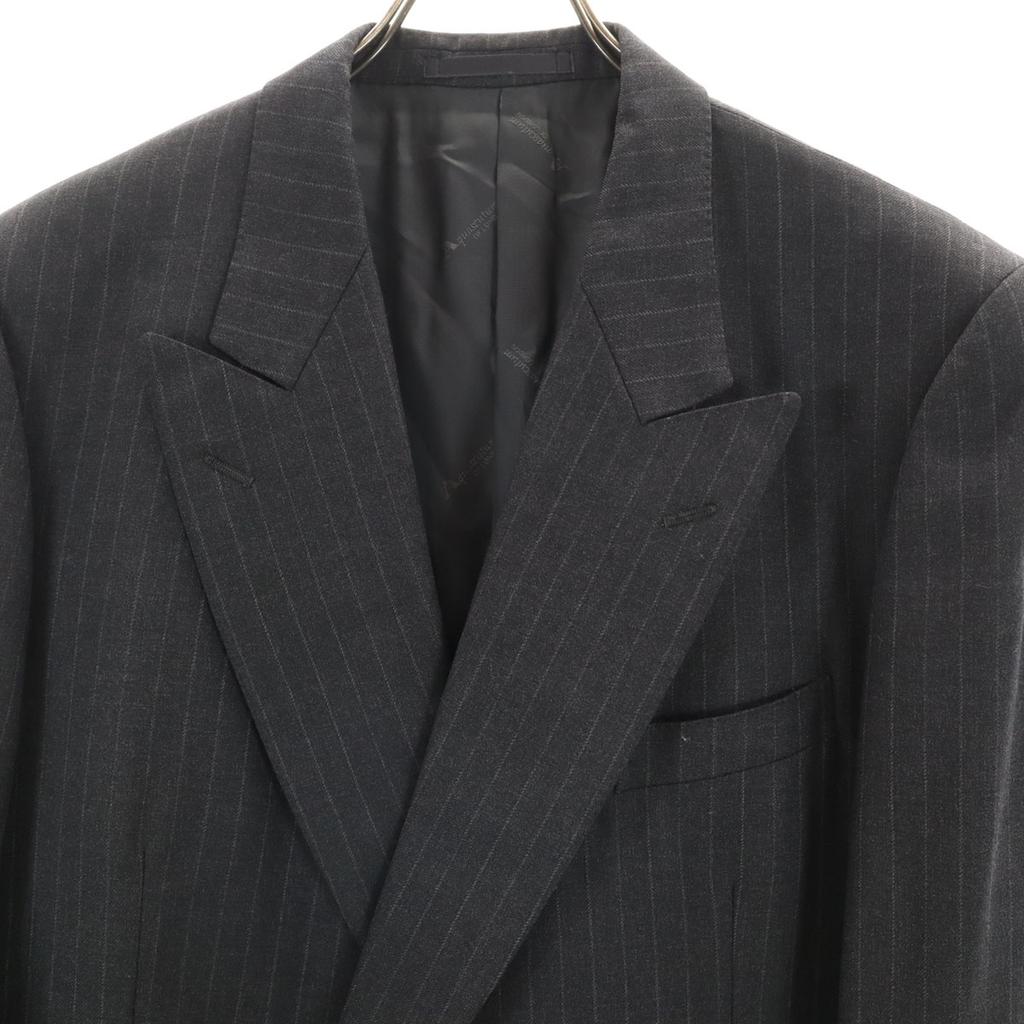 Aquascutum Striped Pattern tailored jacket AB-6 gray Double button Men's Used