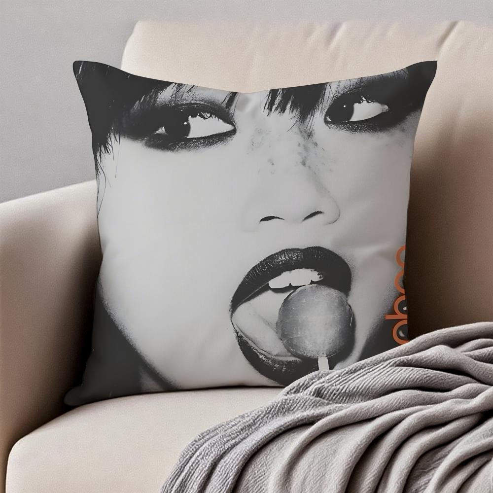 BBeabadoobee Cushion Cover Pillowcase Antidustmite Invisible Zipper Short Plush Sofa Cushion