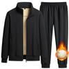 Men Warm Two-pieces Sets Cashmere Men's Stand Collar Jacket + Pants Mens Winter Plus Velvet Thick Tracksuit Casual Lamb Wool Set