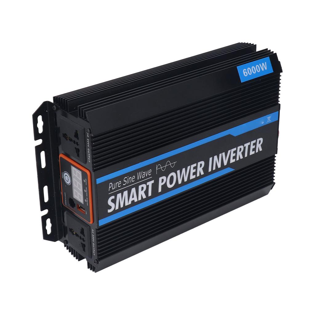 Pure Sine Wave Inverter Smart Car Power Converter with LED Display for Solar Power System DC12V to AC220V 6000W