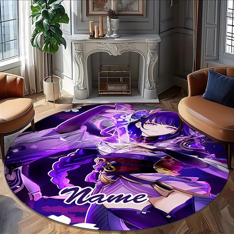 Customizable Genshin Impact5 Round Non-Slip Carpet - Ideal for Garden, Picnic, Office, Perfect for Decoration, Suitable For All Seasons
