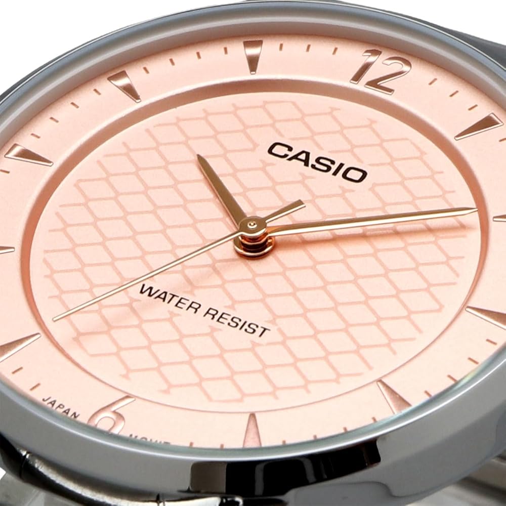 Casio Analog Quartz Women's Watch LTP-VT04D-4A Salmon Pink Metal Band Imported Model