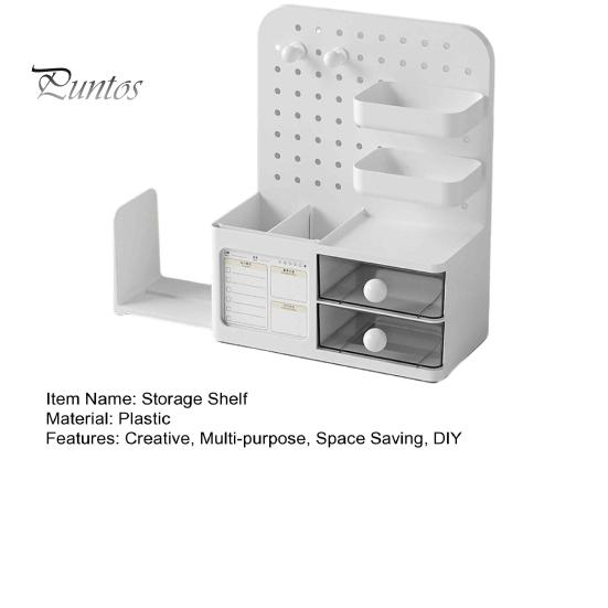 Stationery Holder for Desk Perforated Board Storage Rack, Wall Mount Shelf Office Desktop Clutter Management Supplies Book, Multi-Functional Organizer